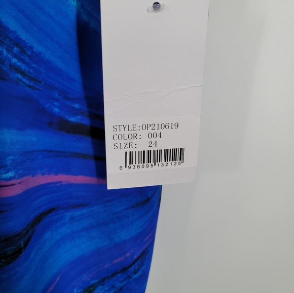 FullFitAll Blue Starburst Xtra Life Shock Square Neck One Piece Swimsuit Sz 24 - Picture 6 of 15